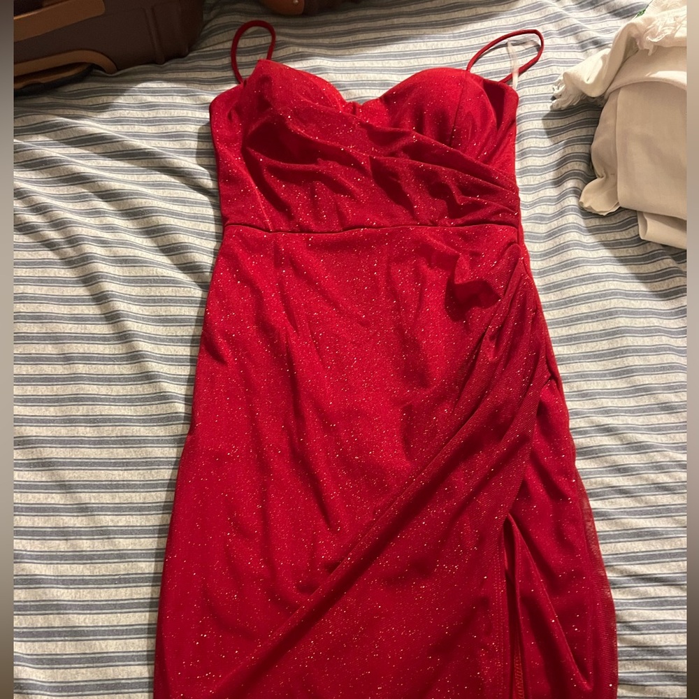 Elegant Red Strapless Dress